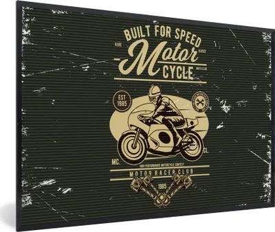 Produktbild von MuchoWow® MuchoWow® Gerahmtes Poster Motorrad - Retro - Briefe 30x20 cm - Poster mit zchwarzem Bilderrahmen - Kunstdruck - Bild-Poster