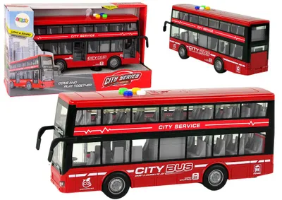 Produktbild von Batteriebetriebene Doppeldeckerbus-Lichter, Geräusche, Reibungsantrieb, rot