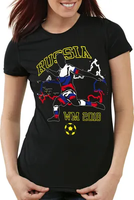 Produktbild von style3 WM 2021 2022 Russland Damen T-Shirt Fußball Weltmeisterschaft Trikot Russia, Farbe:Schwarz, Größe:XL