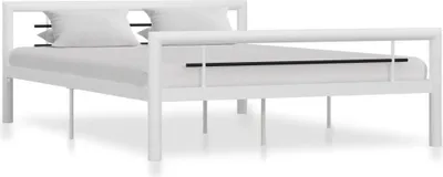 Produktbild von Bettgestell Weiß und Schwarz Metall 120x200 cm