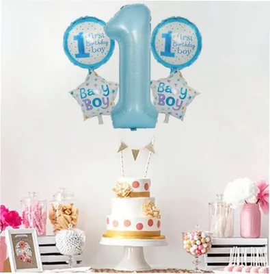 Immagine prodotto di Set di palloncini "Un anno" blu numero 1
