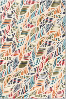 Produktbild von Bunte abstrakte Boho-Blätter – Vinyl Fußmatte – 60x90 cm – Rutschfest, Pflegeleicht & Langlebig
