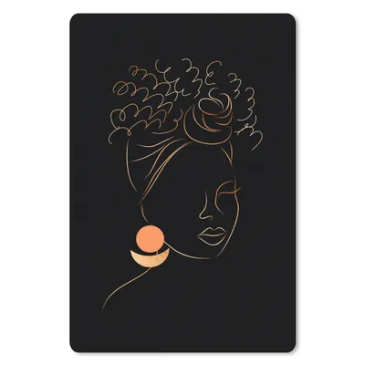 Produktbild von MuchoWow® Mauspad Mousepad Frau - Schwarz und Gold - Strichzeichnung 40x60 cm - Mousepads - Maus Mat - Pad - Mausunterlage - Schreibtisch Accesoire
