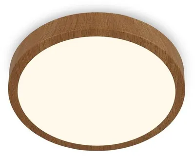 Image de BRILONER -Plafonnier LED, plafonnier en bois, lumière blanche chaude, plafonnier apparent, aspect bois, Ø280x40 mm, Wood-coloured