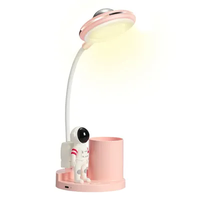 Produktbild von Tischleuchte Astronauten-Schreibtischlampe mit Projektor und Stifthalter,wiederaufladbare Lampe,Rosa