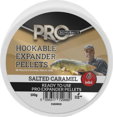 Zdjęcie produktu dla 100 g granulek Sonubaits HOOKABLE EXPANDER o średnicy 6 mm, smak karmelowy – przynęta na haczyk, przynęta wędkarska