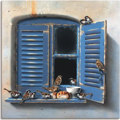 Produktbild von ARTland Leinwandbild Vogelbesuch II Größe: 40x40 cm