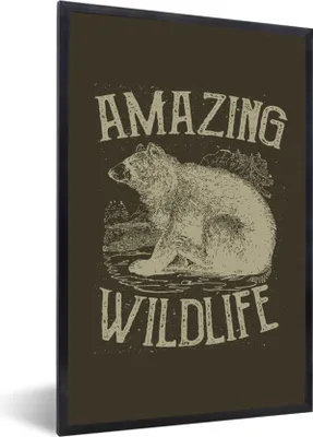 Produktbild von MuchoWow® MuchoWow® Gerahmtes Poster Jahrgang - Bär - Natur 20x30 cm - Poster mit zchwarzem Bilderrahmen - Drucken - Bilder Poster im Rahmen