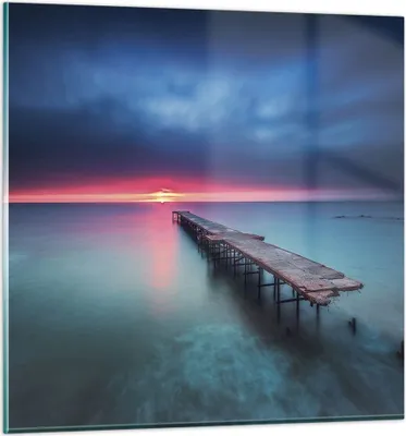 Produktbild von Bilder auf glas - Einteilig - Brücke Meer Landschaft - 50x50cm - Glasbilder - Wandbilder - Bilder - zum Aufhängen bereit - Wanddekoration aus Glas - Glas Bilder - Wandbild auf Glas - GAC50x50-4955