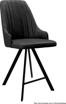 Produktbild von Thekenstuhl drehbar (6er-Set) Diannah 52x108x60 Schwarz/Anthrazit