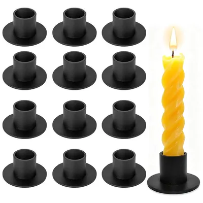 Produktbild von 12er Set Vintage Kerzenhalter Schwarz – Kleine Teelichthalter für Hochzeit, Party & Wohn-Deko