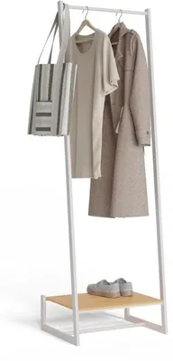 Obrázok produktu pre Uniqoos® kovový stojan na oblečenie so zásuvkou na topánky – 50 x 40 x 160 cm, nosnosť 24 kg, stabilná konštrukcia v tvare H, odolný voči korózii, jednoduchá montáž