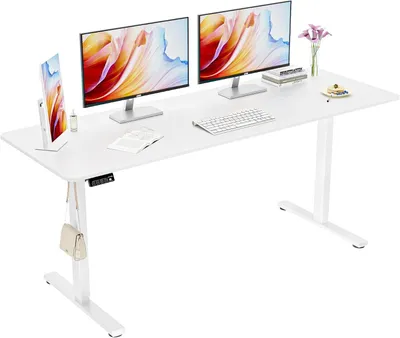 Obrázek produktu pro Nastavitelný stůl – stůl s možností stání a sezení – ergonomická práce – elektricky nastavitelný – 170 x 60 cm – bílý