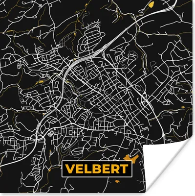 Produktbild von MuchoWow® Poster Velbert - Gold - Stadtplan - Karte - Deutschland 100x100 cm - Babyzimmer