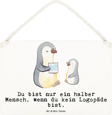 Produktbild von Mr. & Mrs. Panda Schild Logopäde Herz DIN A6 - Weiß - Geschenk, holzbild, Ausbildung, Türschild, Holzschild, Witzig, Lustig, Spruch, Wandbild Holz, Studium