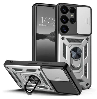 Produktbild von Armor Handyhülle für Samsung Galaxy S25 Ultra Kameraschutz Handy Panzer Case Cover Schutzhülle Outdoor Farbe: Silber