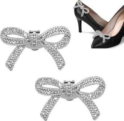 Produktbild von 1 Paar Schuhclips Damen Schuhschmuck Abnehmbarer Schuhschnalle mit Schleife, Silber