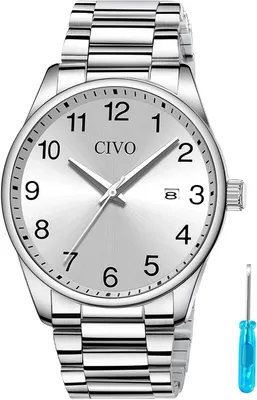Produktbild von Watch Herren Edelstahl Armbanduhr: Analog Klassische Wasserdicht Herrenuhren mit Datum - Geschenke Quaruhr für Business Männer