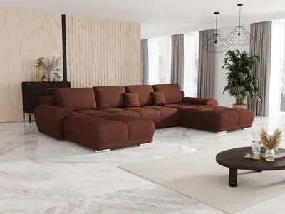 Produktbild von BEDANTE Ecksofa BEGA U ARAGON 59 Helbraun mit Schlaffunktion U-Form Sofa mit Stauraum Bettkasten Wohnzimmersofa Couch Sofa Bettsofa Bettkasten Bettcouch