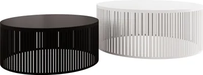 Produktbild von MIRJAN24 Im Set zwei Couchtische Velede, Wohnzimmer Kaffeetisch 2er-Set, Gestell aus Stahl, pulverbeschichtet (Farbe: Schwarz + Schwarz Molet / Weiß + Arktisches Weiß)