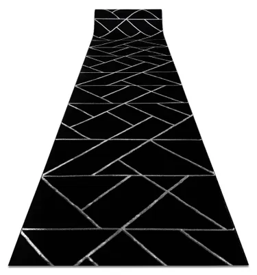 Image de Tapis de couloir EMERALD exclusif 7543 glamour, élégant géométrique noir / argent 120 cm noir 120x450 cm
