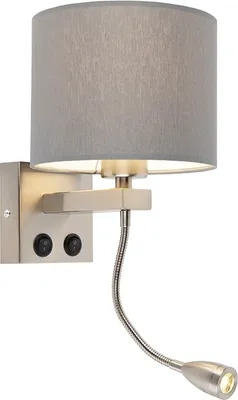 Produktbild von Moderne Wandleuchte Stahl mit Grauem Schirm Brescia