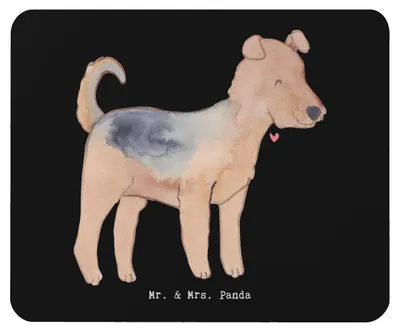 Produktbild von Mr. & Mrs. Panda Mouse Pad Airedale Terrier Lebensretter - Schwarz - Geschenk, mausteppich, mousematte, Mousepad, pc mauspad