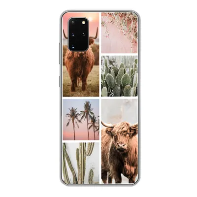 Produktbild von MuchoWow® Handyhülle Schutzhülle Hülle für Samsung Galaxy S20 Plus Schottischer Highlander - Sukkulente - Pastell Silikon Softcase Handy Hülle - Hartschale