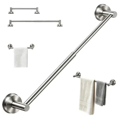 Ausziehbarer Handtuchhalter 37–61 cm, Saugnapf, Silber