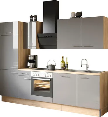 Produktbild von Optifit Küchenzeile ohne Geräte Jonte984 270 cm anthrazit glänzend zerlegt Variante reversibel KCJO 2708OE-8+
