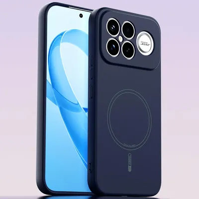 Produktbild von Magnetische Handyhülle für Xiaomi Poco F8 Ultra/Redmi K90 Pro Max, MagSafe kompatible, Flüssig Silikon Stoßfest Kratzfest Hülle Dunkelblau
