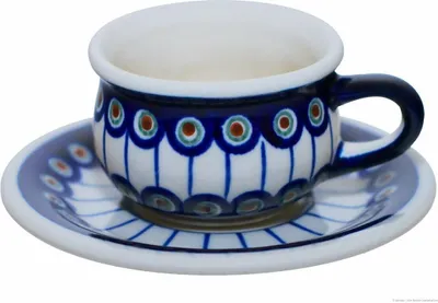 Produktbild von Original Bunzlauer Keramik 0,04 Liter Espressotasse mit Untertasse Mokkatasse mit Untertasse im Design 8