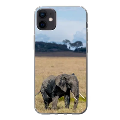 Produktbild von MuchoWow® Handyhülle Schutzhülle Hülle für iPhone 12 mini Elefant - Gras - Tiere - Natur Silikon Softcase Handy Hülle - Bild