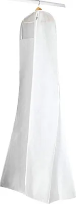 Produktbild von Weiße, staubdichte Kleiderhülle aus Vliesstoff für Brautkleider mit transparenter Reißverschlusstasche
