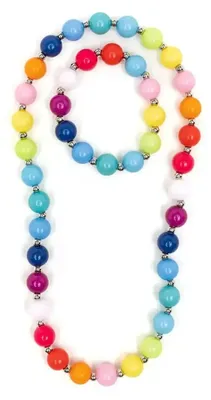 Produktbild von Kinder Perlen Schmuck Set Halskette und Armband bunt 2-teilig