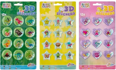Zdjęcie produktu dla Naklejki brokatowe Grafix 3D 12 sztuk na arkuszu
