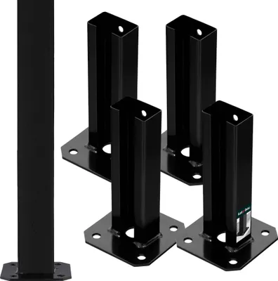Produktbild von KOTARBAU® 4er Set Pfostenträger für Zaunpfosten 60x40 mm für Doppelstabmattenzaun Aufschraubhülse zum Aufschrauben pulverbeschichteter Stahl Schwarz