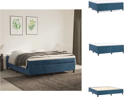 Produktbild von vidaXL Boxspringbett mit Matratze Dunkelblau 160x200 cm Samt -  Betten & Bettgestelle