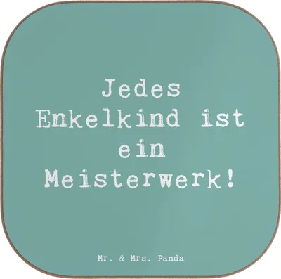 Produktbild von Mr. & Mrs. Panda Tassen Untersetzer Spruch Enkelkinder Meisterwerk - Meeresbrise - Geschenk, Coaster, Großeltern, einzigartige Designs, Einzigartigkeit, Dankeschön, Tasse