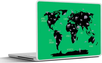 Produktbild von MuchoWow® Laptop Aufkleber Sticker Cover Weltkarte Kinder - Tiere - Rosa 36.5x27.5 cm - Laptop-Sticker