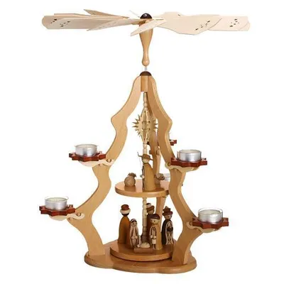 Produktbild von Tischpyramide 2 stöckig  Christi Geburt und Teelichter HxLxB 37x37x47cm NEU