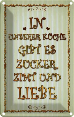 Produktbild von vianmo Blechschild 30x20 cm in unserer Kochen Küche gibt es Zucker Essen
