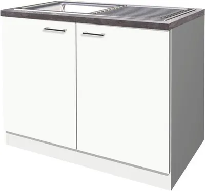 Obrázek produktu pro Kuchyňská skříňka s dřezem a pracovní deskou Flex Well Lucca 100 cm bílá