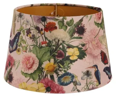 Image de Abat-jour de 25 cm - Motif floral - Rose - Tissu