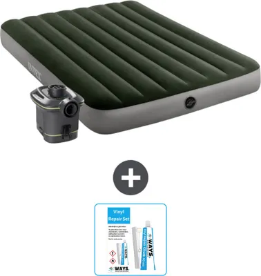 Produktbild von Intex Airbed - Doppelbett - 137 x 191 x 25 cm - Grün - Inklusive Pumpe - Reperaturset