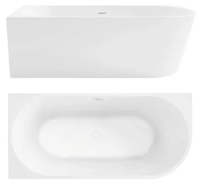 Produktbild von Eckbadewanne Rea Bellanto 170 Links Mit Gebürsteter Goldsteckerkappe Weiß