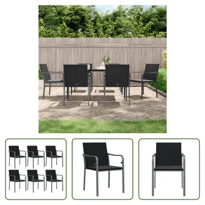 Produktbild von The Living Store Gartenstühle mit Kissen 6 Stk. Schwarz 56x59x84 cm Poly Rattan
