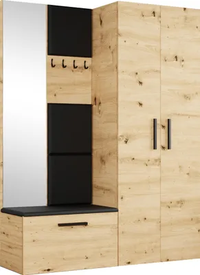 Produktbild von Masseno Garderobe-Set MODULO 160,6/204/40 cm Modern Garderobenschrank Eiche Artisan