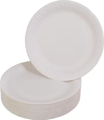 Produktbild von 100 Partyteller, Pappteller, Einwegteller, weiß, Ø ca. 23cm Hergestellt in EU