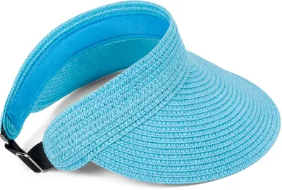 Produktbild von styleBREAKER Papierstroh Visor Cap einfarbig | Sonnenvisier mit elastischem Band und Hakenverschluss | Luftige Schildkappe als Sonnenhut für Damen